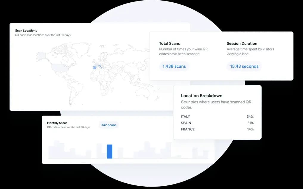 Winetraqr is a free digital-labeling tool for wine — linking your customers to multilingual nutrition and ingredient information you can update anytime.